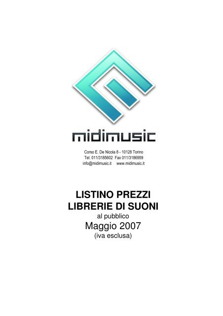 Listino suoni Maggio 2007 - Midi Music Srl