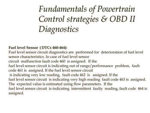 Introduction to On Board Diagnostics (II)