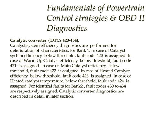 Introduction to On Board Diagnostics (II)