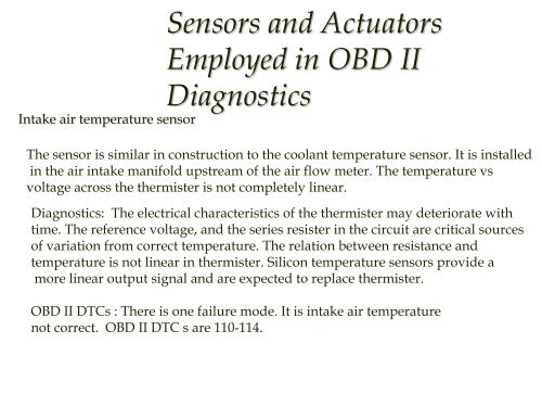 Introduction to On Board Diagnostics (II)