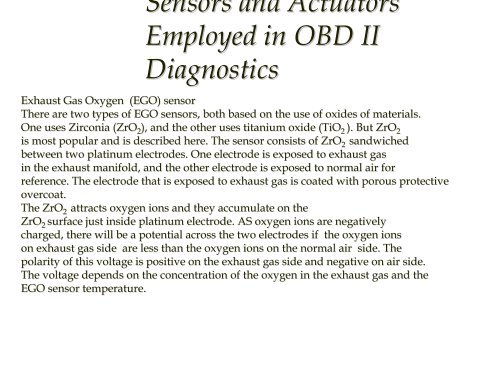 Introduction to On Board Diagnostics (II)