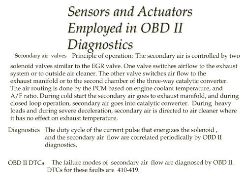 Introduction to On Board Diagnostics (II)