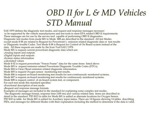 Introduction to On Board Diagnostics (II)