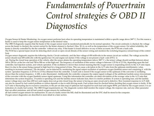 Introduction to On Board Diagnostics (II)