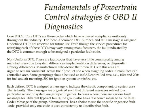 Introduction to On Board Diagnostics (II)