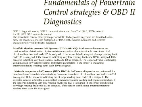 Introduction to On Board Diagnostics (II)