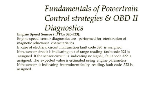 Introduction to On Board Diagnostics (II)