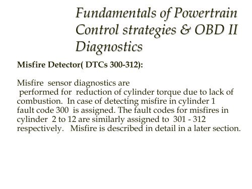 Introduction to On Board Diagnostics (II)