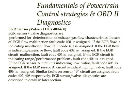 Introduction to On Board Diagnostics (II)