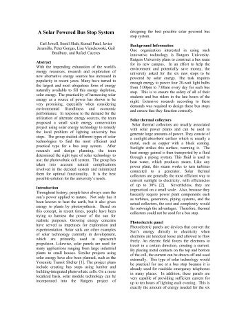 Solar Powered Bus Stop System - SOE | Rutgers University School ...
