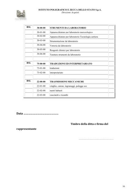 questionario informativo per l'iscrizione all'albo fornitori - Istituto ...