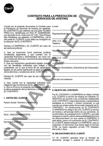 contrato para la prestaciÃ³n de servicios de hosting - Claro