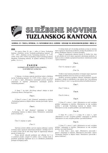 SluÅ¾bene novine Tuzlanskog kantona broj 12 - Skupstina ...