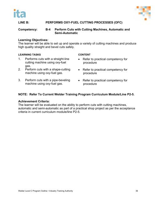 welder level c program outline - Industry Training Authority