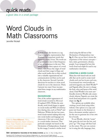 Word Clouds in Math Classrooms - Research 2