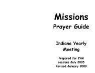Mission Prayer Guide - the Indiana Yearly Meeting Website
