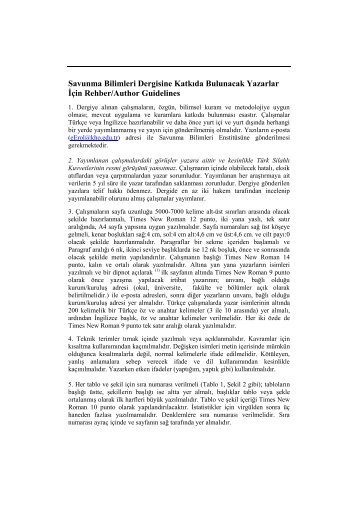 Yazarlar Rehber Author Guideline - Kara Harp Okulu