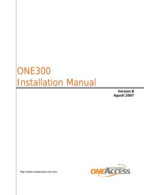 ONE300 Installation Manual - OneAccess extranet