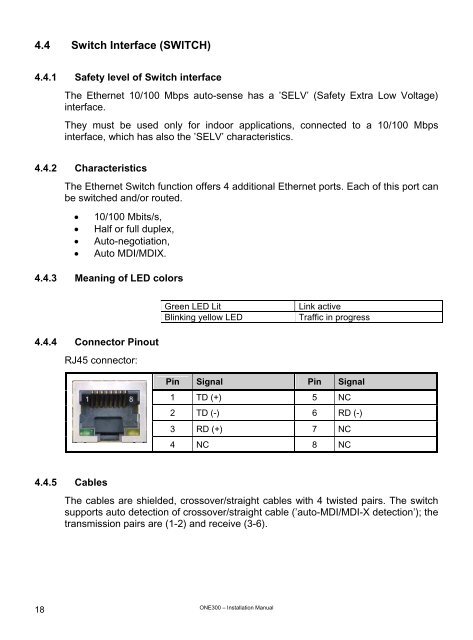 ONE300 Installation Manual - OneAccess extranet