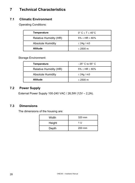 ONE300 Installation Manual - OneAccess extranet