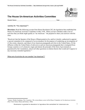 The House Un-American Activities Committee - EDSITEment