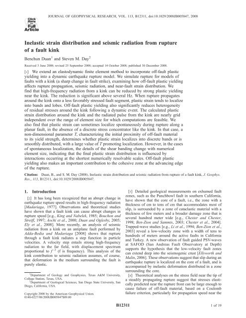 Inelastic Strain Distribution And Seismic Radiation From Rupture Of A