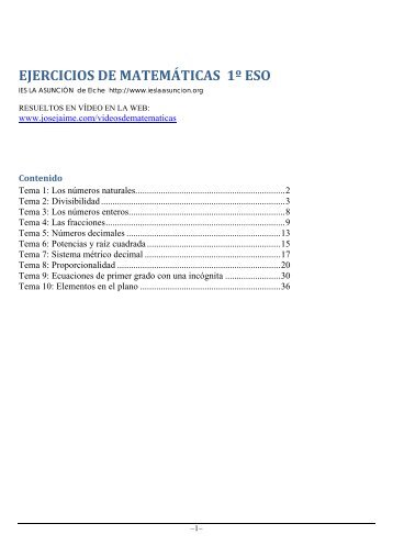 EJERCICIOS DE MATEMÃTICAS 1Âº ESO - IES La AsunciÃ³n de Elche