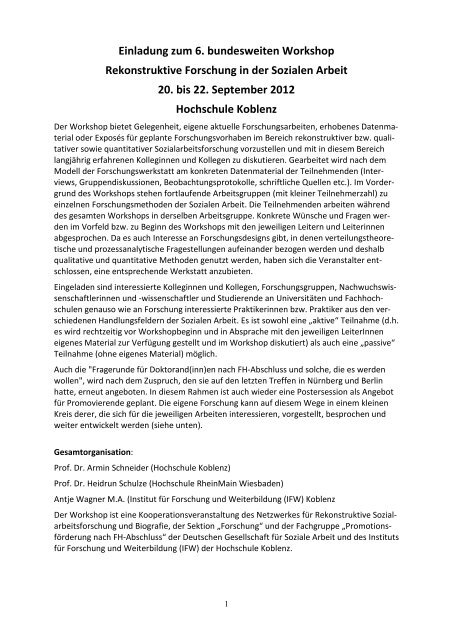 Programm 6. Workshop Rekonsobi Koblenz - Deutsche Gesellschaft ...