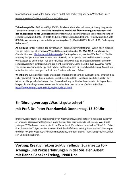 Programm 6. Workshop Rekonsobi Koblenz - Deutsche Gesellschaft ...