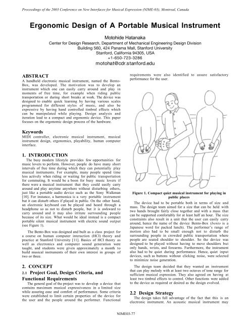 Ergonomic Design of A Portable Musical Instrument - New Interfaces ...