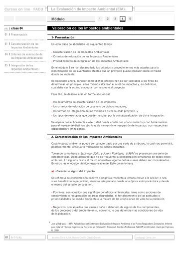 Cursos on line La EvaluaciÃ³n de Impacto Ambiental (EIA). FADU ...