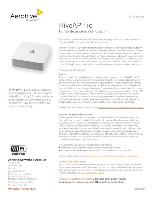 HiveAP 110 - Exclusive Networks