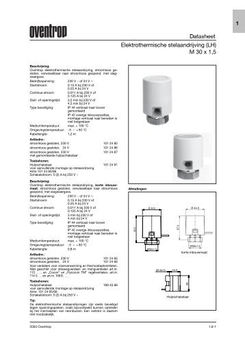 Datasheet 2003 Elektrothermische stelaandrijving (LH) M 30 x 1,5