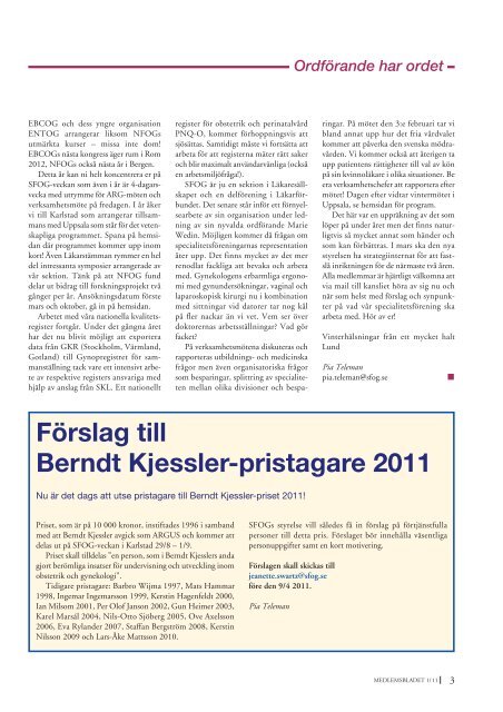Medlemsblad 1 2011 - SFOG