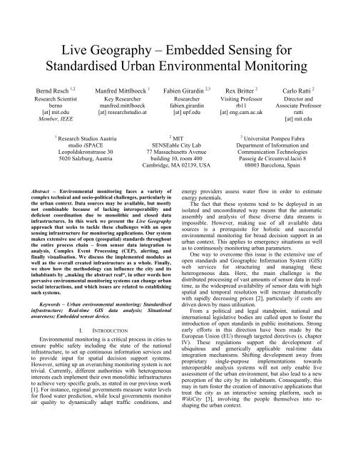 Embedded Sensing for Standardised Urban Environmental Monitoring