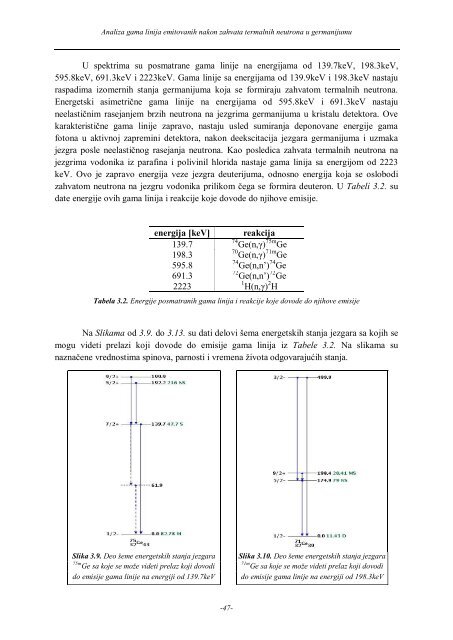 Analiza gama linija emitovanih nakon zahvata termalnih neutrona u ...