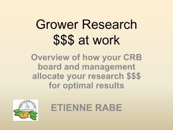 Grower Research $$$ at work - Citrus Research Board