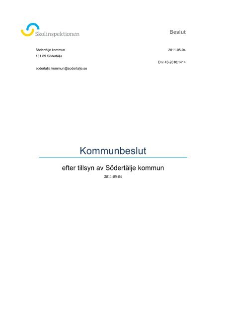 Skolinspektionens rapport - Södertälje kommun