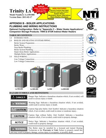 Appendix B - Boiler Applications - NY Thermal Inc.