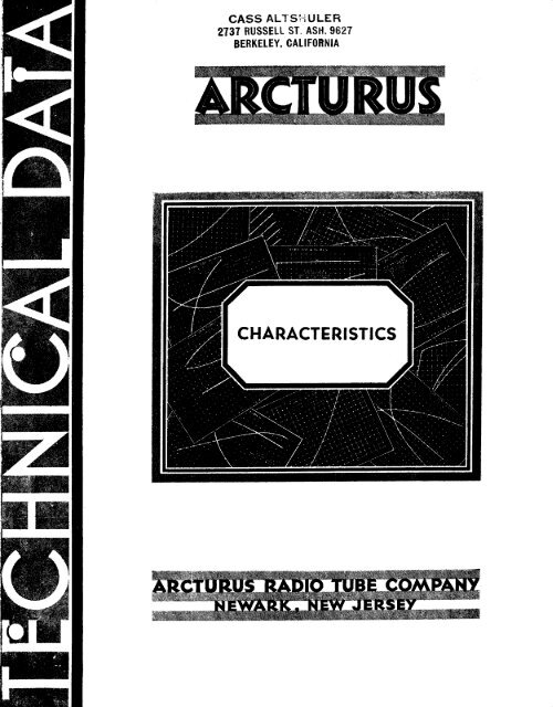 Arcturus tube data - Tubebooks.org