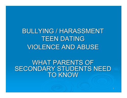 bullying/harassment/teen dating - Brevard Public Schools