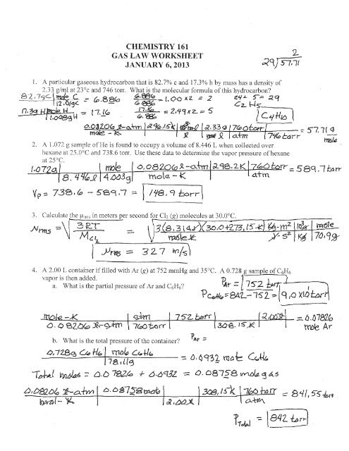 GAS LAW WORKSHEET JANUARY 6,2013 Q3} 57:7: