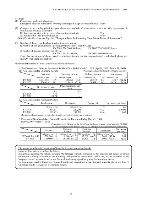 Consolidated Financial Results (200KB | 32P) - hino global