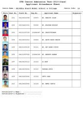 DTE Centre Admission Test-2013(June) Applicant Attendance Sheet