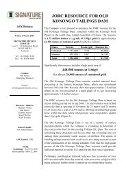 jorc resource for old konongo tailings dam - Signature Metals