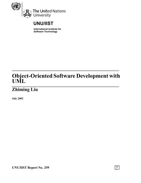Object-Oriented Software Development with UML - UNU-IIST ...