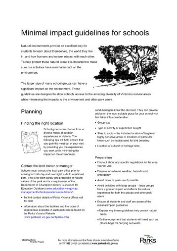Minimal Impact Guidelines for Schools - Parks Victoria
