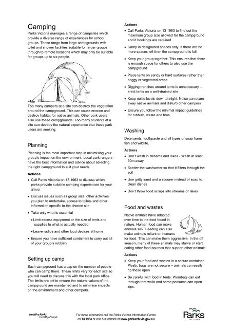 Minimal Impact Guidelines for Schools - Parks Victoria