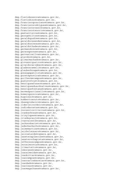 Veja aqui a lista de endereços eletrônicos de deputados - CFESS