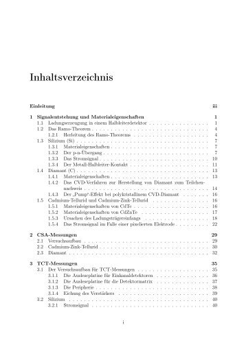 Inhaltsverzeichnis - Prof. Dr. Norbert Wermes